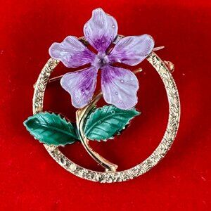 Flower in a Circle Pin